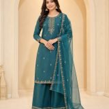 Teal embroidered Palazzo suit set